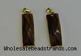 NGP6205 14*30mm - 15*38mm faceted rectangle yellow tiger eye pendants