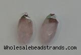 NGP6219 12*28mm - 15*30mm faceted bullet rose quartz pendants