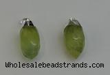 NGP6223 12*28mm - 15*30mm faceted bullet green rutilated quartz pendants