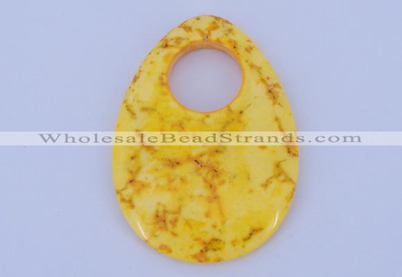 NGP623 5pcs 45*62mm flat teardrop yellow agate gemstone pendants