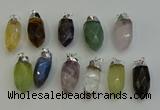 NGP6230 12*28mm - 15*30mm faceted bullet mixed gemstone pendants