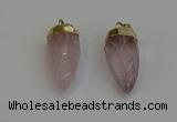 NGP6236 12*28mm - 15*30mm faceted bullet rose quartz pendants