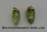 NGP6239 12*28mm - 15*30mm faceted bullet green rutilated quartz pendants