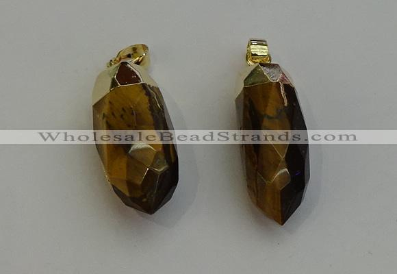 NGP6243 12*28mm - 15*30mm faceted bullet yellow tiger eye pendants