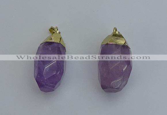 NGP6298 18*30mm - 22*35mm faceted nuggets amethyst pendants