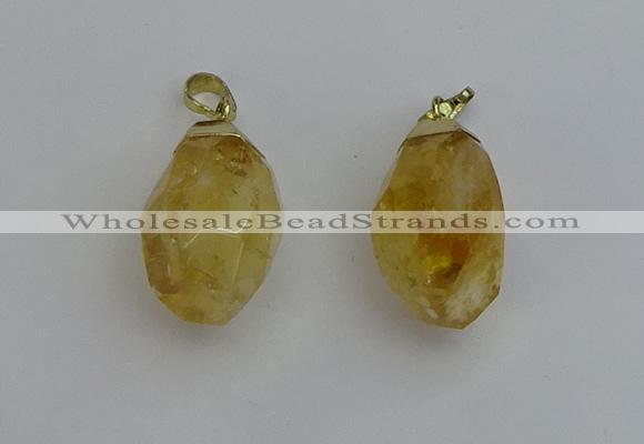 NGP6299 18*30mm - 22*35mm faceted nuggets citrine pendants