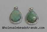 NGP6338 25*30mm teardrop amazonite gemstone pendants wholesale