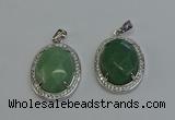 NGP6359 25*30mm oval green aventurine pendants wholesale