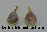 NGP6390 20*30mm - 25*30mm flat teardrop druzy agate pendants