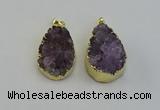 NGP6406 22*30mm - 25*35mm teardrop druzy amethyst pendants