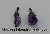 NGP6420 12*28mm - 15*30mm nuggets amethyst gemstone pendants