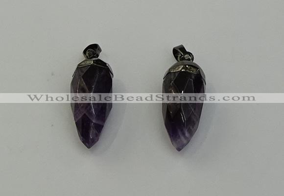 NGP6436 12*24mm - 15*30mm faceted bullet amethyst pendants