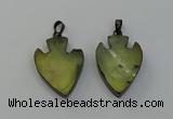 NGP6456 22*28mm - 25*35mm arrowhead green rutilated quartz pendants