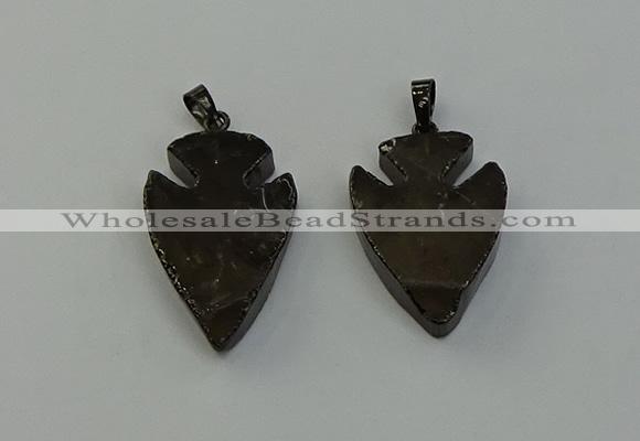 NGP6458 22*28mm - 25*35mm arrowhead smoky quartz pendants