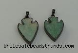 NGP6460 22*28mm - 25*35mm arrowhead amazonite gemstone pendants