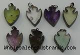 NGP6468 22*28mm - 25*35mm arrowhead mixed gemstone pendants