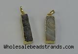 NGP6497 9*35mm - 10*30mm rectangle plated druzy agate pendants