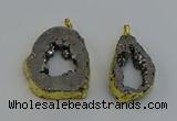 NGP6506 30*40mm - 35*45mm freeform plated druzy agate pendants