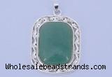 NGP652 5pcs 38*40mm rectangle brass with green aventurine pendants