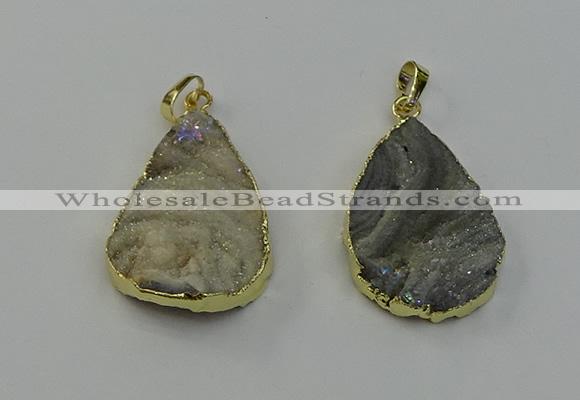 NGP6550 25*35mm - 25*40mm teardrop plated druzy agate pendants