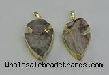 NGP6552 25*35mm - 26*40mm arrowhead druzy agate pendants