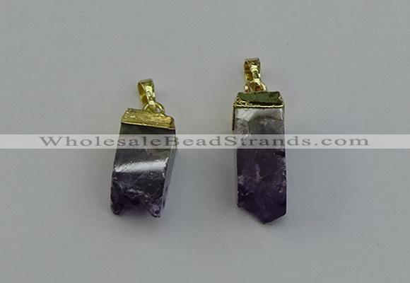 NGP6557 10*20mm - 11*30mm sticks druzy amethyst pendants