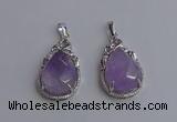 NGP6608 22*30mm faceted teardrop light amethyst gemstone pendants