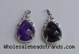 NGP6609 22*30mm faceted teardrop amethyst gemstone pendants