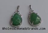 NGP6616 22*30mm faceted teardrop green aventurine gemstone pendants