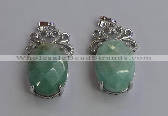 NGP6636 18*25mm faceted oval amazonite gemstone pendants