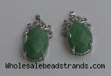 NGP6638 18*25mm faceted oval green aventurine gemstone pendants