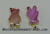 NGP6662 22*38mm Animal or V-shaped agate gemstone pendants