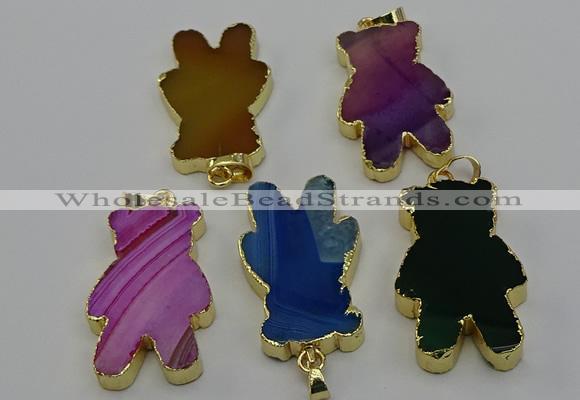 NGP6666 22*38mm Animal or V-shaped agate gemstone pendants