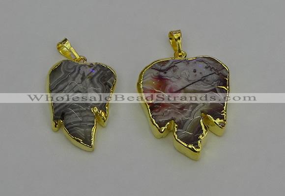 NGP6687 20*25mm - 25*30mm leaf agate gemstone pendants wholesale