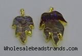 NGP6689 25*30mm - 30*40mm leaf agate gemstone pendants wholesale