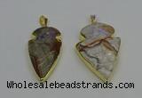 NGP6693 20*35mm - 30*45mm arrowhead agate gemstone pendants