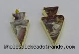 NGP6695 20*40mm - 25*45mm arrowhead agate gemstone pendants