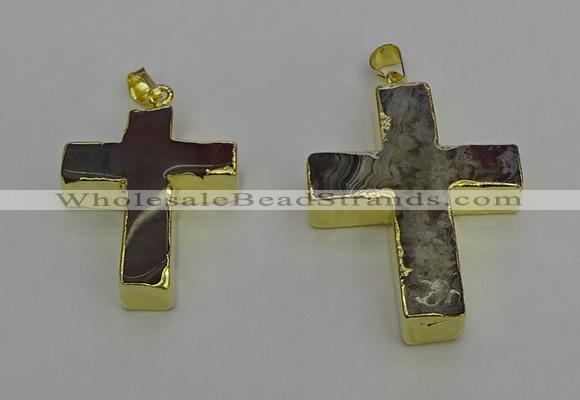 NGP6707 25*30mm - 30*40mm cross agate gemstone pendants