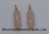 NGP6731 13*40mm sticks rose quartz gemstone pendants wholesale