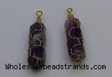 NGP6735 13*40mm sticks amethyst gemstone pendants wholesale