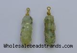 NGP6741 13*40mm sticks green rutilated quartz gemstone pendants