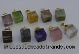 NGP6779 15*22mm cube mixed gemstone pendants wholesale