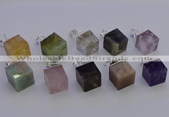 NGP6799 15*22mm cube mixed gemstone pendants wholesale