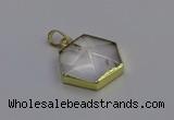 NGP6800 24*25mm hexagon white crystal gemstone pendants wholesale