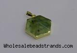 NGP6810 24*25mm hexagon green qutilated quartz pendants wholesale