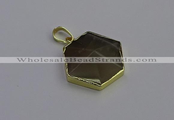 NGP6814 24*25mm hexagon moonstone gemstone pendants wholesale