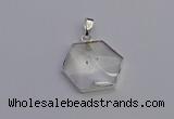 NGP6820 24*25mm hexagon white crystal gemstone pendants wholesale