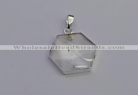 NGP6820 24*25mm hexagon white crystal gemstone pendants wholesale