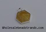 NGP6823 24*25mm hexagon citrine gemstone pendants wholesale