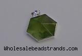 NGP6830 24*25mm hexagon green qutilated quartz pendants wholesale